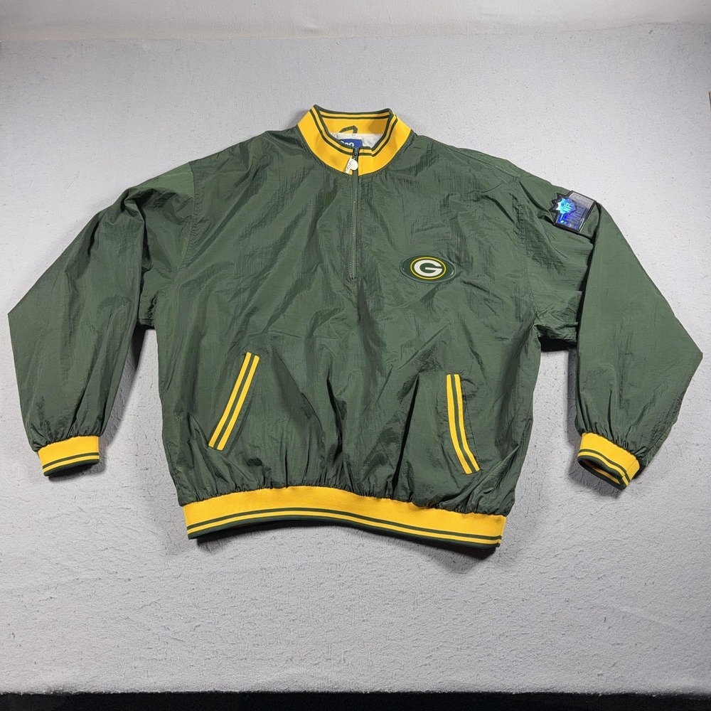 Vintage Green Bay Packers Jacket Mens 2XL NFL Football‎ Pro Player Pullover 90s